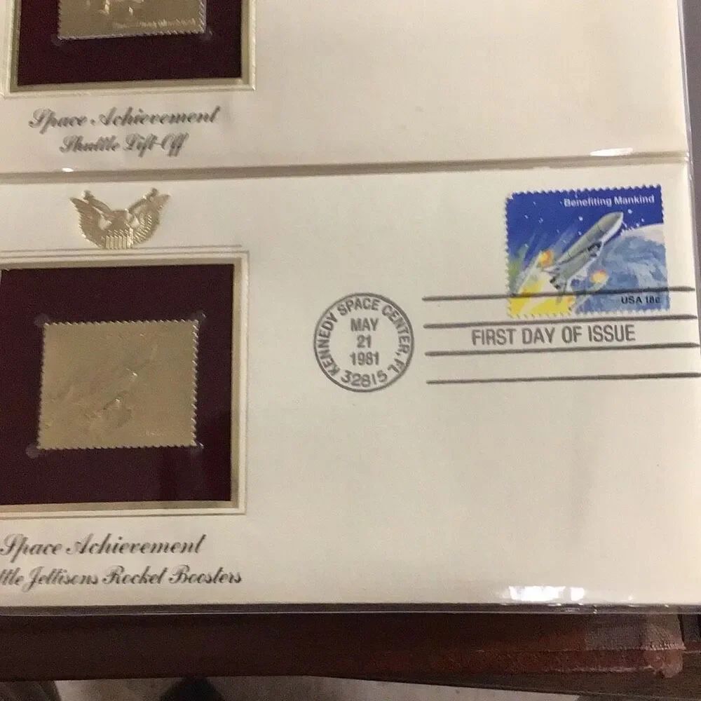 22 karat gold first day issue space shuttle, Geraldson rocket boosters Replica s
